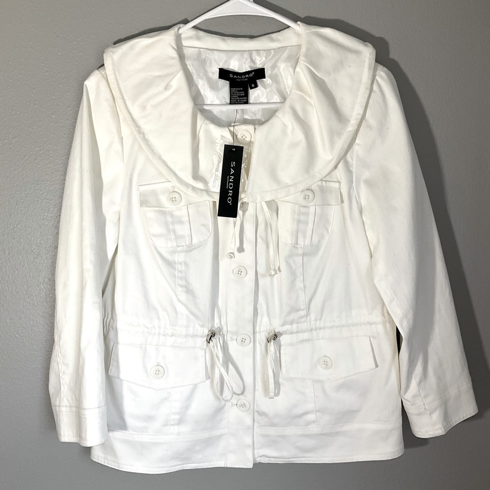 Sandro sportswear white utility jacket new with tags sizeSmall